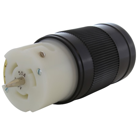 Ac Works Locking Connector, Non-NEMA, 50 A, 250V AC, Three Phase, 3 Pole, Screw Terminals, Black CS8364